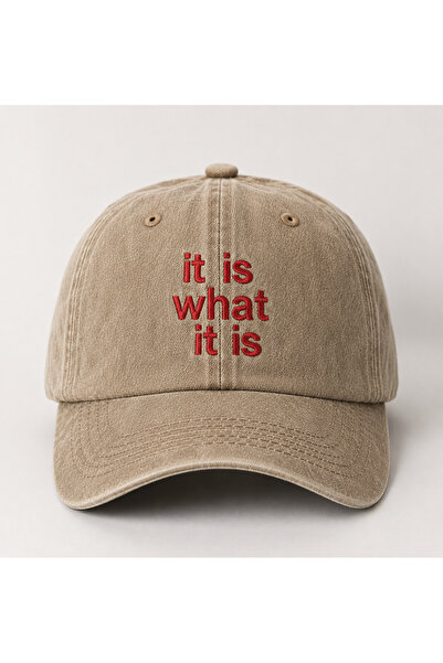 WeavedCo It Is What It Is" Minimal Embroidery Vintage Washed Baseball Cap