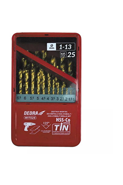 DEDRA EXIM Metal drill bit Top Bottom Set HSS+cobalt+TiN, 25pcs, 135°