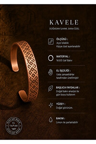 KAVELE Pure Raw Motif Copper Bracelet-In Gift Box