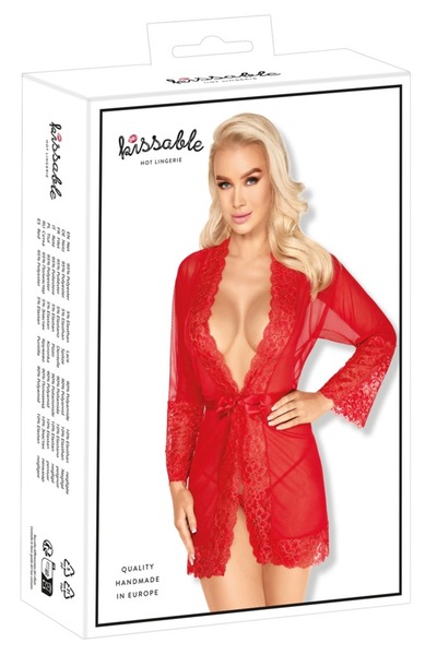 kissable Дамско бельо – Кимоно червено L/XL L/XL – Деликатен паунетърт, комби...
