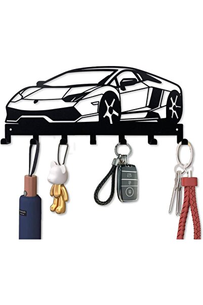 Arabest Metal Wall Mount Key Holder,7 Hooks,Black,Decorative Key Organizer fo...