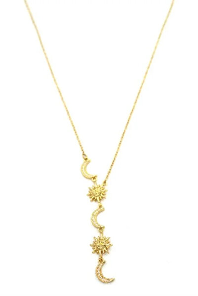 Marsilyan Nvdn- Ieg - Moon Star Y Necklace - Gold Iegrs-Nvdn1