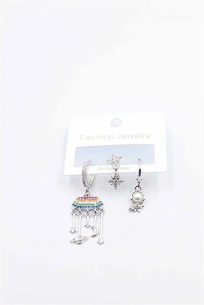 Marsilyan Nvdn- Ieg - 3-Piece Cloud Earrings - Silver Iegrs-Nvdn1