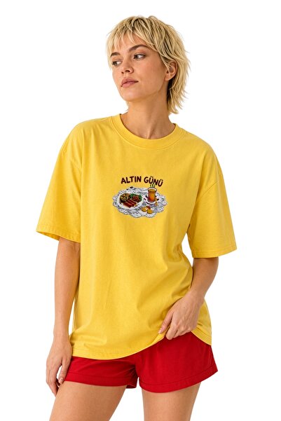 Mood Object Altın Günü Sarı Oversize T-shirt