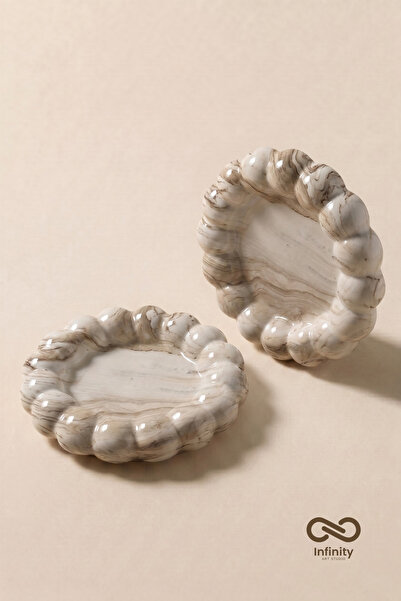 Infinity Art Studio Mineral Concrete Bubble Decorative Plate Jewelry Tray Set...