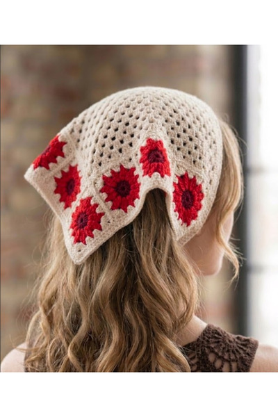 FioraWear Crochet-Look Floral Motif Bandana/Hairband