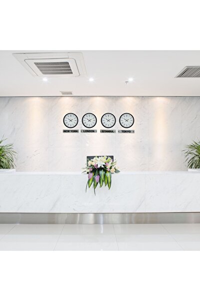 ForWhat 4Pcs 36cm Black Classic Signage Spherical Wall Clock Set for Office H...