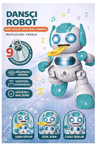 CharmPlay Dansçı Robot Uzaktan Kumandalı Eğlenceli Işıklı Müzikli Pilli Disk ...