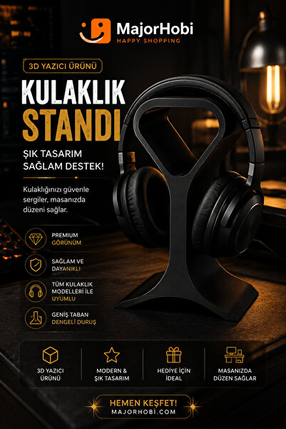 Major Hobi Headphone Stand 23 cm Desktop Headphone Holder Modern Design 3D Pr...