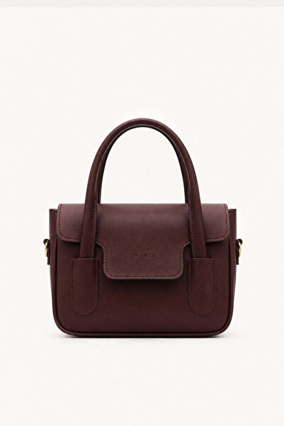 Shanta Burgundy D63 Women's Daily Hand and Shoulder Bag with Adjustable Shoul...
