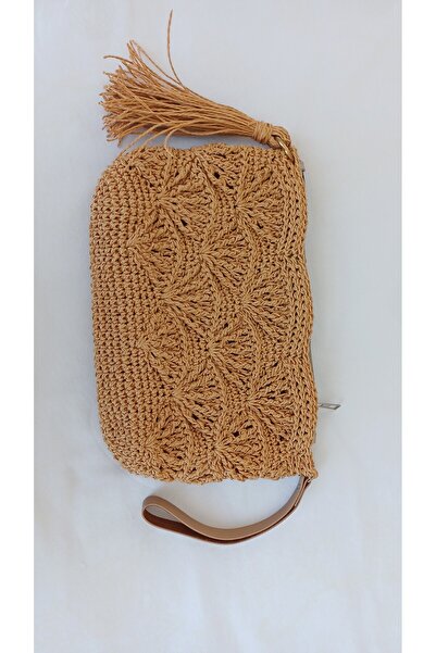 İlmek anne butik Portföy Kağıt ip çanta Midye Model Bohem Şık El çantası clutch