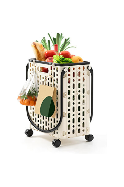 FLYPRO Lightweight Foldable Shopping Cart with 360° Swivel Wheels, Large-Capa...