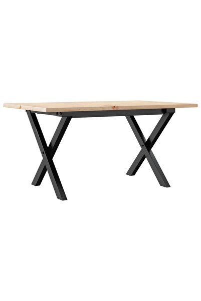 vidaxl Masă de cafea, cadru X, 80x50x40 cm, lemn masiv pin și Oţel