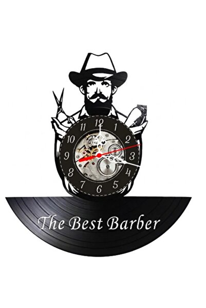 OEM Decorative wall clock The Best Barber, made from upcycled vinyl record, B...
