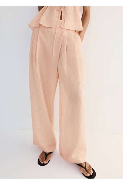 MANGO Woman Çizgili lyocell pantolon