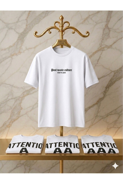 ATKGİYİM Men's Oversize T-Shirt 24-1 Suprem Combed Cotton Wide Fit “Dont Wast...