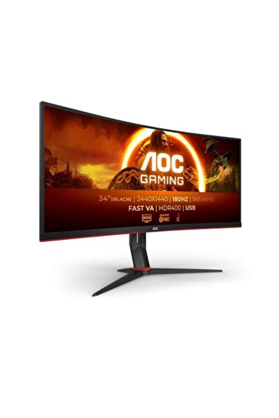 Aoc CU34G2XPD/BK 34 İnç Kavisli, UW-QHD USB Hub Oyun Monitörü, 180Hz, Hızlı V...