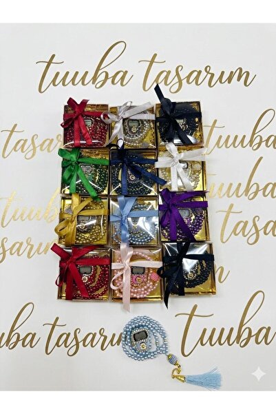 Tuuba tasarım 12 ADET HEDİYELİK ÖZEL KUTUDA TAŞLI ZİKİRMATİK VE İNCİ TESBİH H...