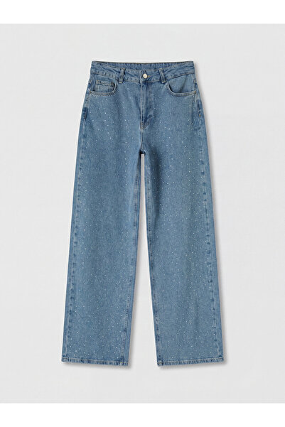 LC Waikiki Rmz Gi̇yi̇m Farkiyla Stoned Wide Leg Women's Jean Pants