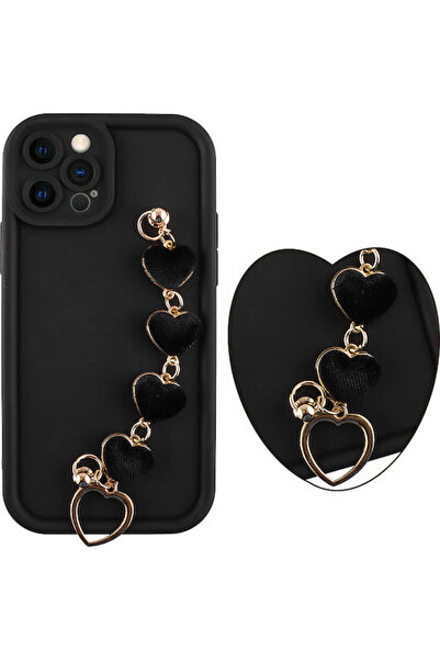 Other Volte-Tel Hearts Θήκη Πλάτης Σιλικόνης με Λουράκι Μαύρο (iPhone 12 / 12...