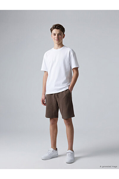 LC Waikiki Brown Boys' Pique Shorts with Elastic Waist