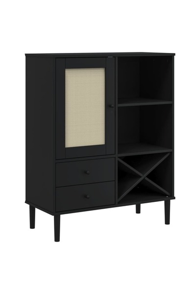 vidaxl Dulap înalt SENJA aspect ratan negru, 90x40x112cm