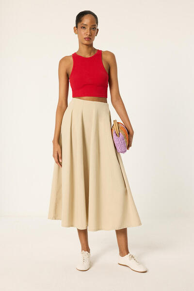 Touché Privé Gabardine Skirt with Pockets