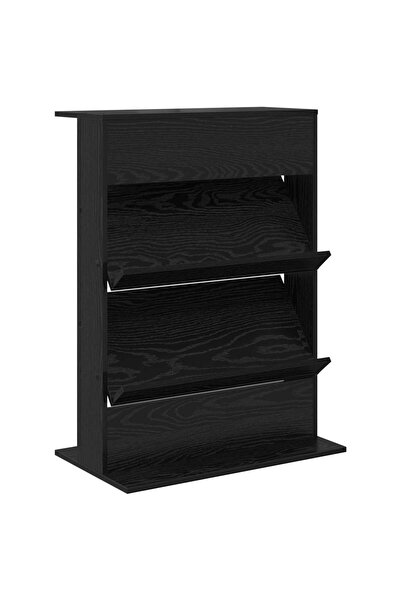 vidaxl Raft pentru reviste Stejar Negru 70 x 41 x 96 cm Lemn compozit