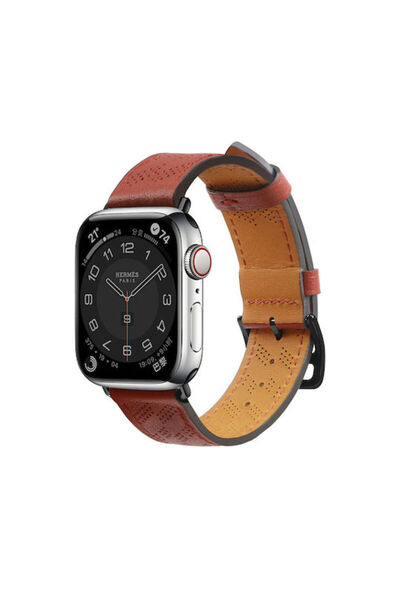 Hurtel Δερμάτινο λουράκι κόκκινο (Apple Watch SE, 8, 7, 6, 5, 4, 3, 2, 1.)