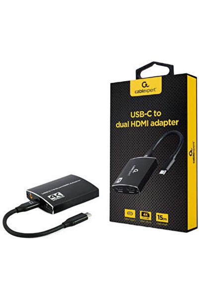 Cablexpert Μετατροπέας USB-C αρσενικό σε HDMI 2x θηλυκό 1 τεμάχιο A-CM-HDMIF2-01