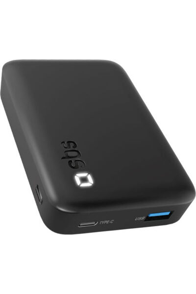 SBS BCT10000LDK Power Bank 10000mAh 10W με θύρα USB-A και θύρα USB-C Μαύρο
