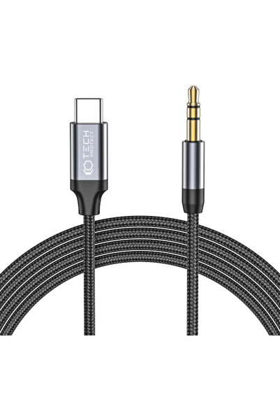 Tech-Protect Ultraboost Πλεγμένο Καλώδιο USB 2.0 USB-C αρσενικό - 3.5mm Μαύρο 1μ