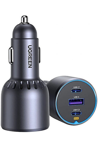 Ugreen Φορτιστής αυτοκινήτου 75W 3.25A με θύρες: 1xUSB 2xType-C Μαύρο χρώμα Κ...
