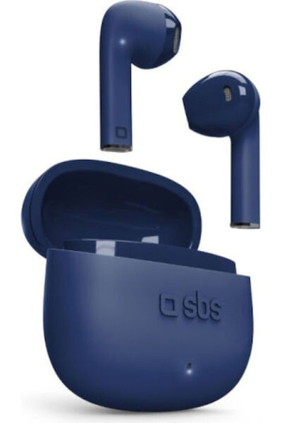 SBS Μονοχρωματικά ασύρματα ακουστικά Bluetooth handsfree με θήκη φόρτισης, μπλε