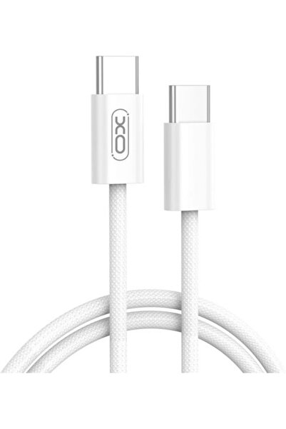Xo Πλεγμένο Καλώδιο USB 2.0 USB-C Αρσενικό - USB-C 60W Λευκό 1μ NB-Q259