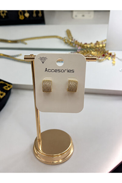 Lilith Takı Stone Detailed Gold Hoop Earrings |   Sparkling Stylish Women's E...