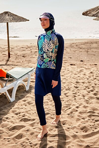 Marina Swimwear Set de costum de baie cu hijab, închis complet, albastru mari...