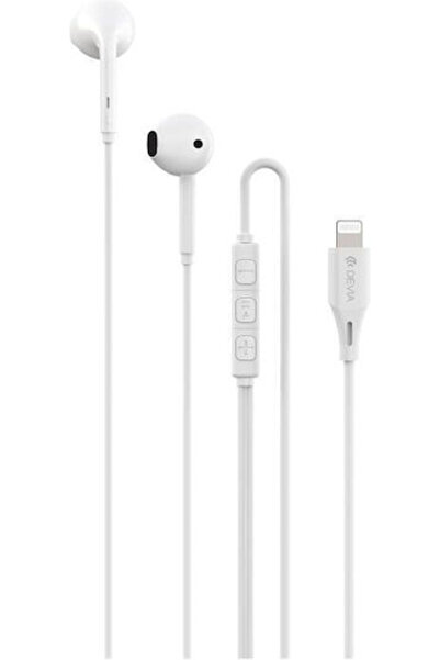 Devia Em102 Ενδοωτικά ακουστικά handsfree με βύσμα Lightning, λευκά