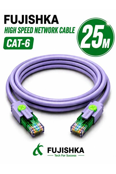 FUJISHKA كابل إيثرنت CAT6 عالي السرعة 25 متر - كابل LAN بموصل RJ45 للراوتر وا...