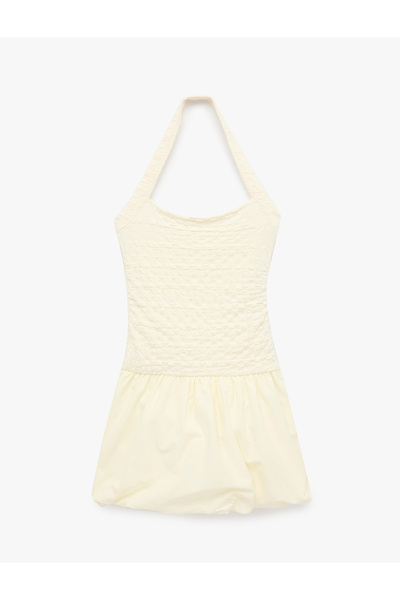 Koton Bürümcük Sleeveless Halter Neck Mini Balloon Dress