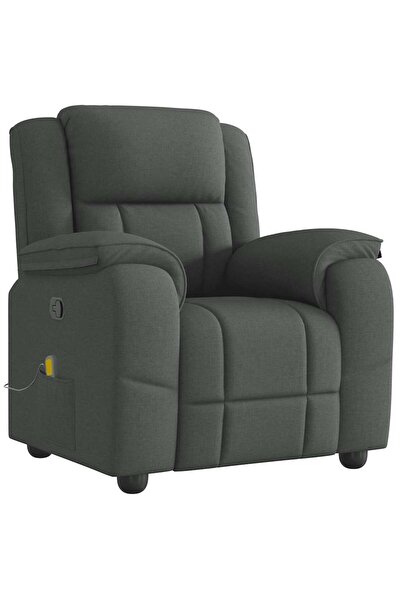vidaxl Fotoliu de masaj rabatabil, gri închis, material textil