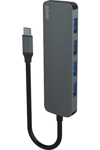 Savio Διανομέας USB 3.1 4 Θυρών με Σύνδεση USB-C Γκρι Κωδικός: AK-54