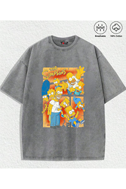 Toum Vintage the Simpsons Printed Washable Retro Unisex Oversize T-Shirt