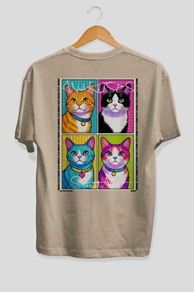 Ankhises Tricou oversize bej cu imprimeu Cat For Cat Lovers 119, 100% bumbac,...