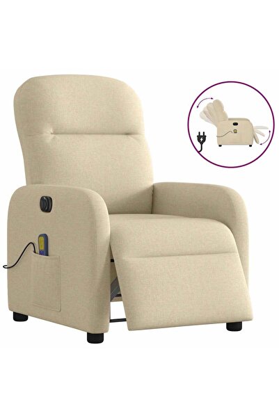 vidaxl Fotoliu electric de masaj rabatabil, crem, textil