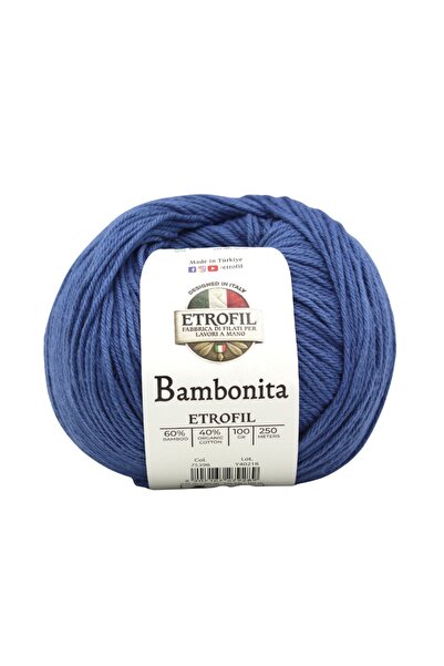 Etrofil Νήμα Πλεξίματος Bambonita Βασιλικό Μπλε 60% Μπαμπού 40% Βιολογικό Βαμ...