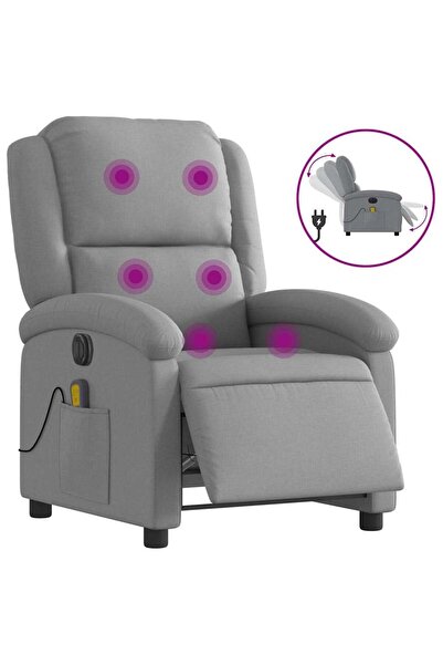 vidaxl Fotoliu electric de masaj rabatabil, gri deschis, microfibră