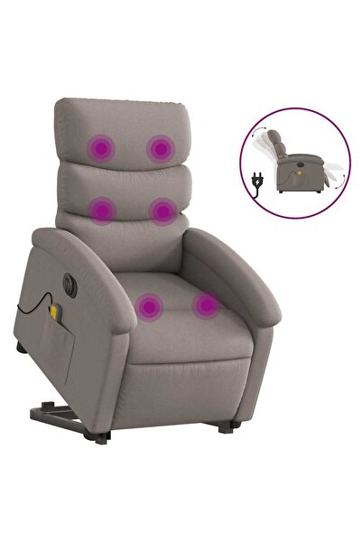 vidaxl Fotoliu electric masaj rabatabil cu ridicare, gri taupe, textil