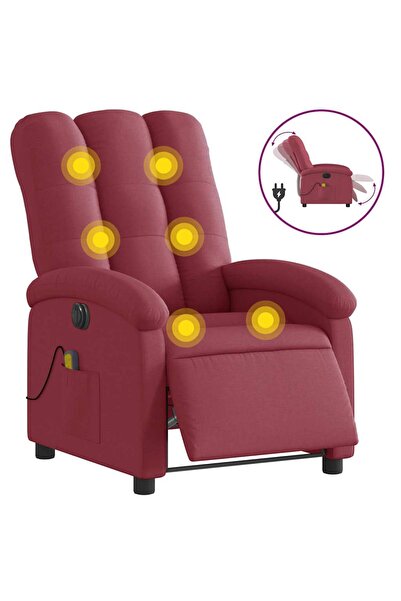 vidaxl Fotoliu electric de masaj rabatabil, roșu vin, textil