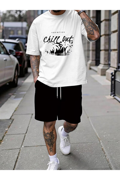 ship master Men's Oversize Chill Out Palm Tree and Holiday Themed T-Shirt Sho...